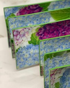 Platos decoupage para regalar hortensias