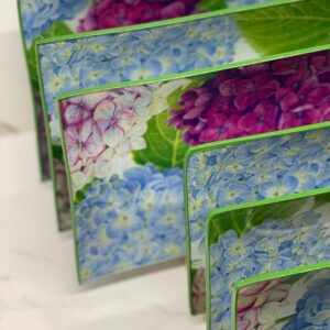 Platos decoupage para regalar hortensias