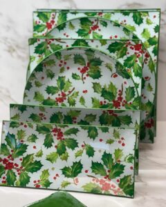 Platos decoupage para regalar acebos