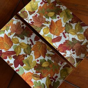 Platos decoupage para regalar León hojas de otoño