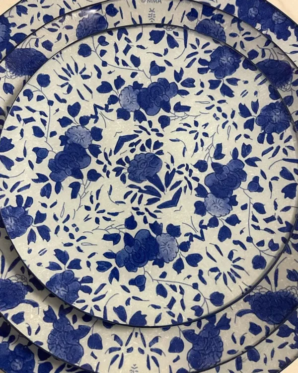 Platos decoupage para regalar flores azules