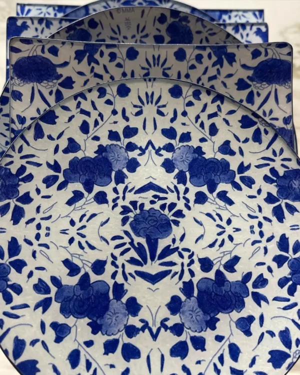 Platos decoupage para regalar flores azules