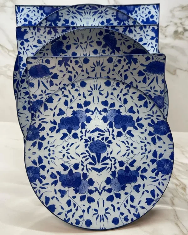 Platos decoupage para regalar flores azules