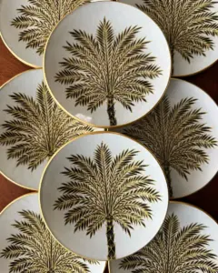 Platos decoupage para regalar palmeras negras