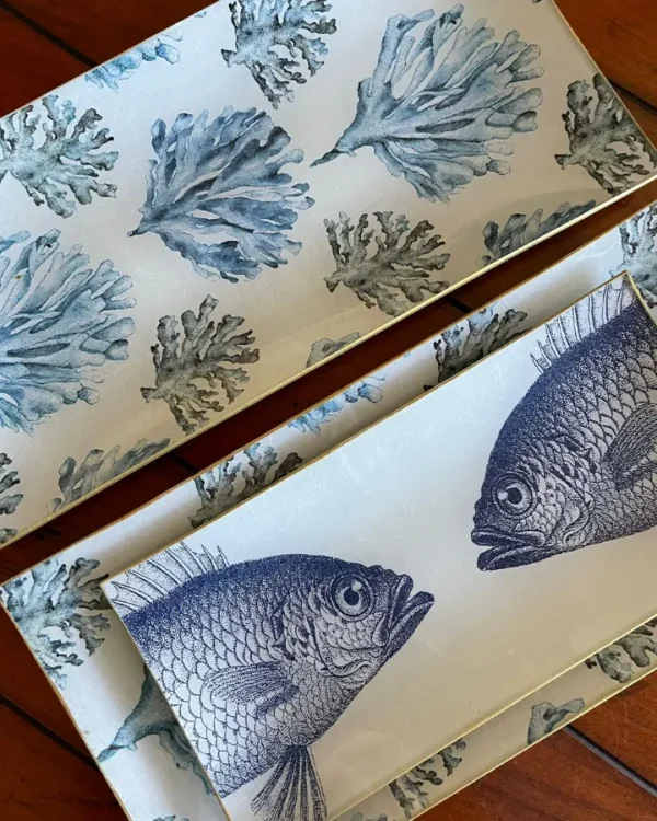 Platos decoupage para regalar León corales y peces