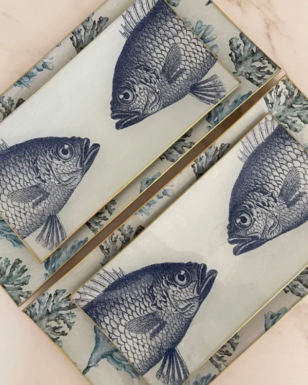 Platos decoupage para regalar corales y peces