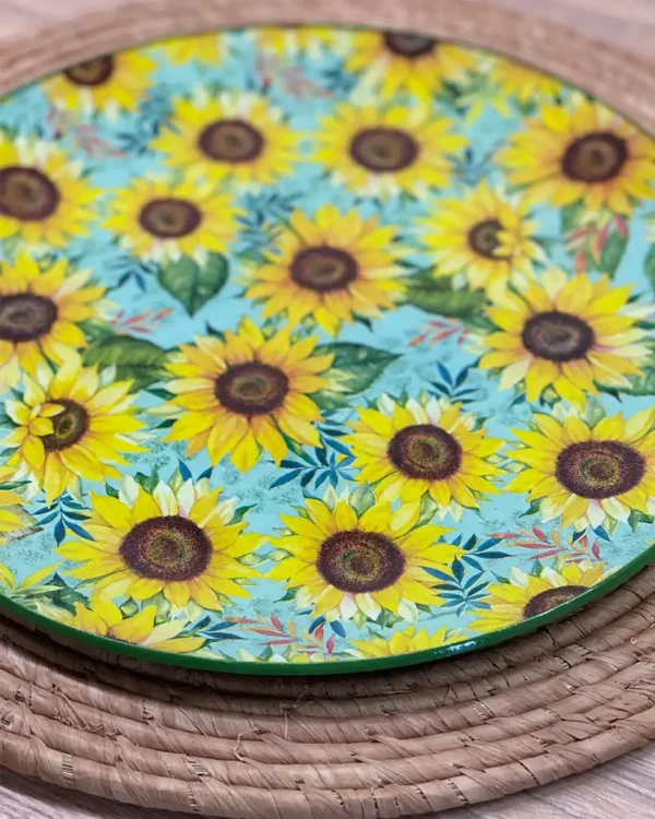 Platos decoupage para regalar girasoles