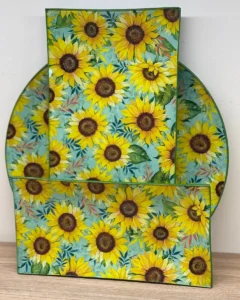 Platos decoupage para regalar girasoles