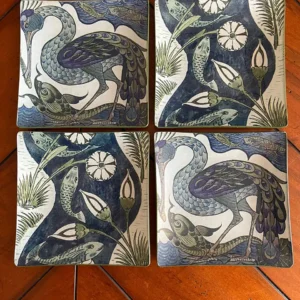 Platos decoupage León para regalar garza y peces