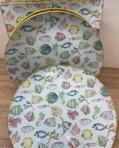 Platos decoupage para regalar peces y corales