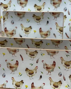 Platos decoupage León para regalar gallinas