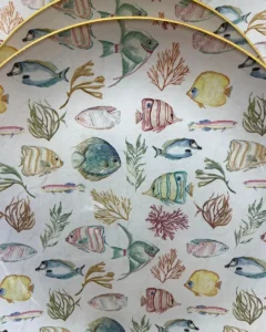 Platos decoupage para regalar León peces y corales