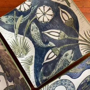 Platos decoupage para regalar garza y peces