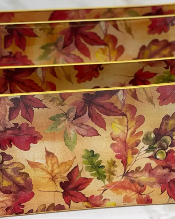 Platos decoupage para regalar hojas de otoño y bellotas