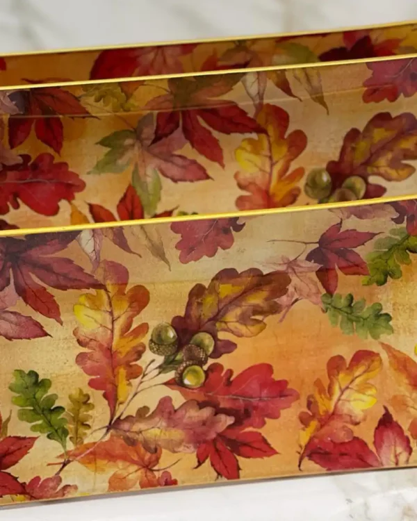 Platos decoupage para regalar hojas de otoño y bellotas