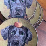 Platos decoupage para regalar perros en Halloween