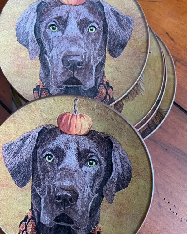 Platos decoupage para regalar perros en Halloween
