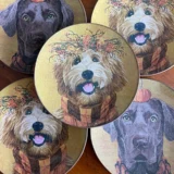 Platos decoupage para regalar perros en Halloween