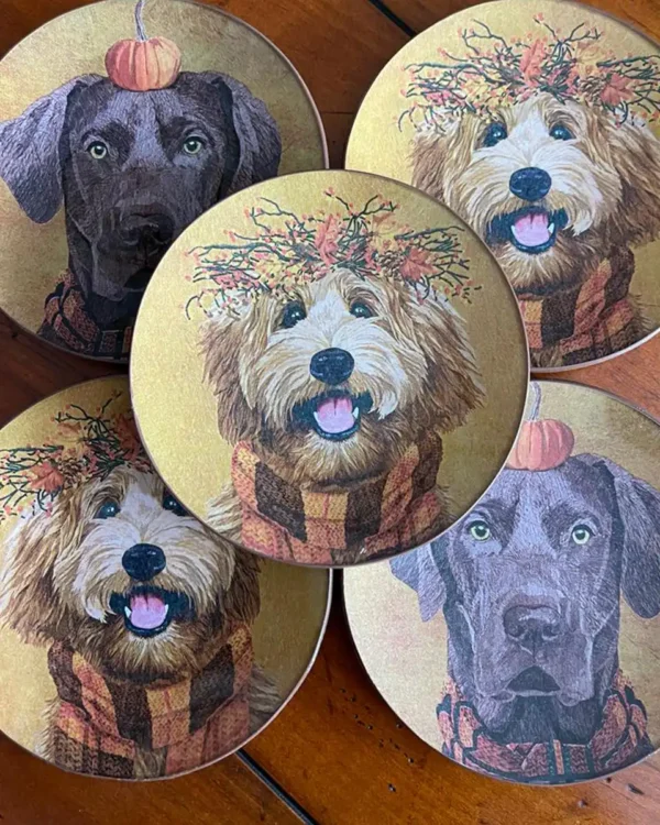 Platos decoupage para regalar perros en Halloween