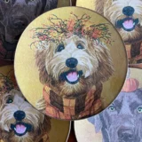 Platos decoupage León para regalar perros en Halloween