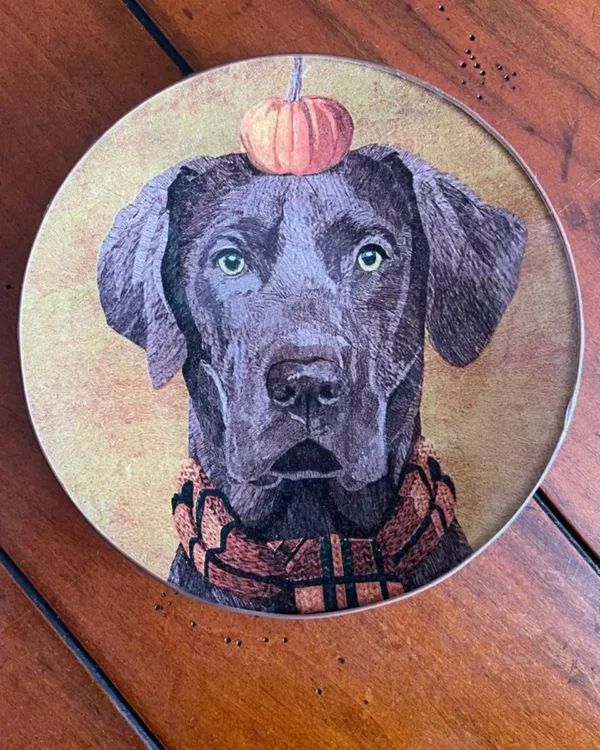 Platos decoupage para regalar perros en Halloween