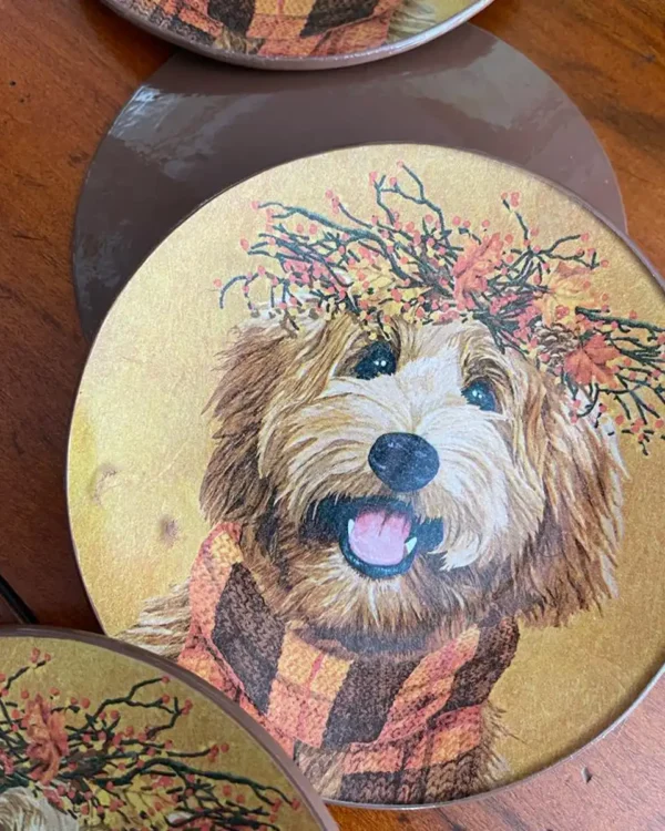 Platos decoupage León para regalar perros en Halloween