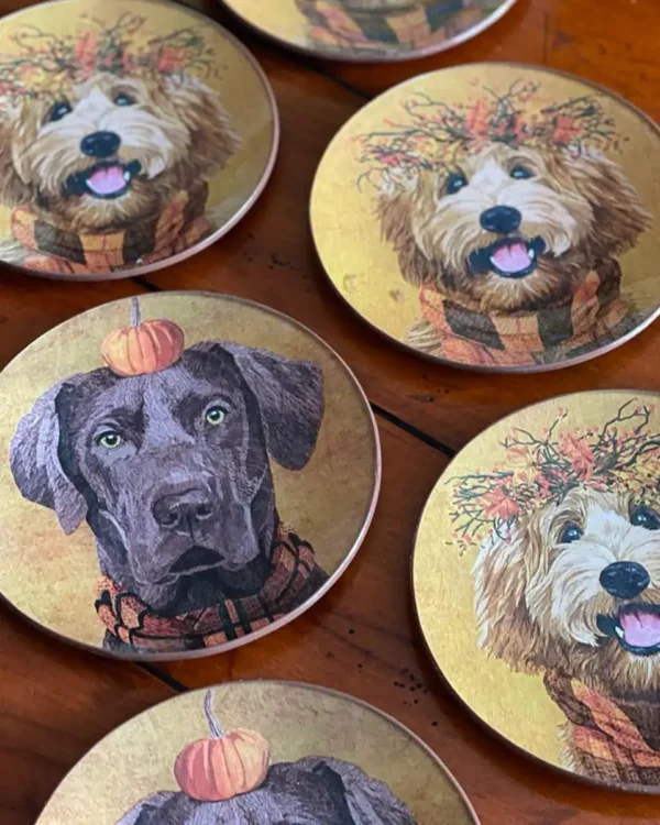 Platos decoupage para regalar perros en Halloween