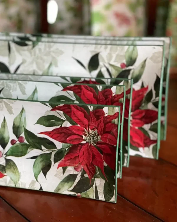 Platos decoupage León para regalar flor de pascua