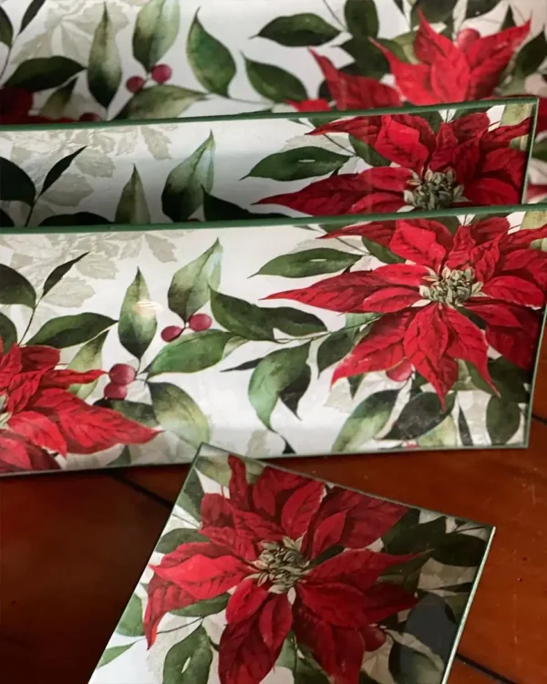 Platos decoupage León para regalar flor de pascua