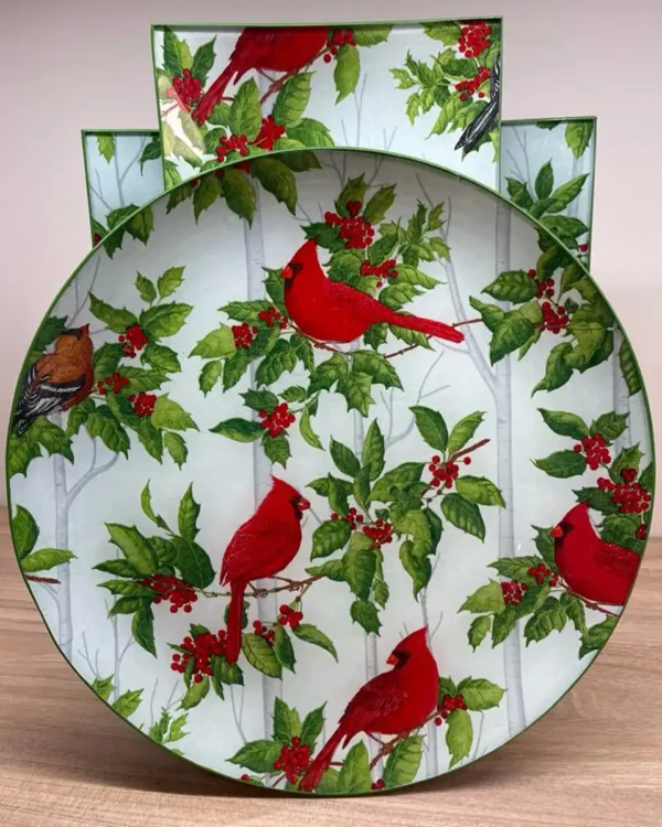 Platos decoupage León para regalar cardenal rojo