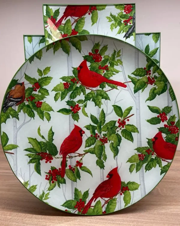 Platos decoupage León para regalar cardenal rojo