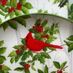 Platos decoupage para regalar cardenal rojo