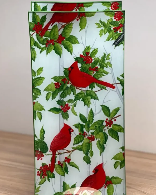 Platos decoupage León para regalar cardenal rojo