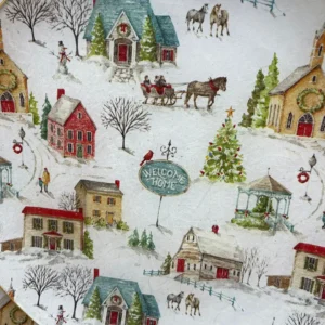 Platos decoupage para regalar pueblo navideño