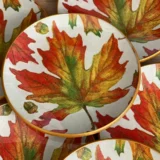 Platos decoupage para regalar hojas de otoño