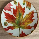 Platos decoupage León para regalar hojas de otoño