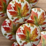 Platos decoupage para regalar hojas de otoño