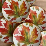Platos decoupage León para regalar hojas de otoño