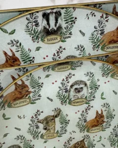 Platos decoupage León para regalar animales otoñales