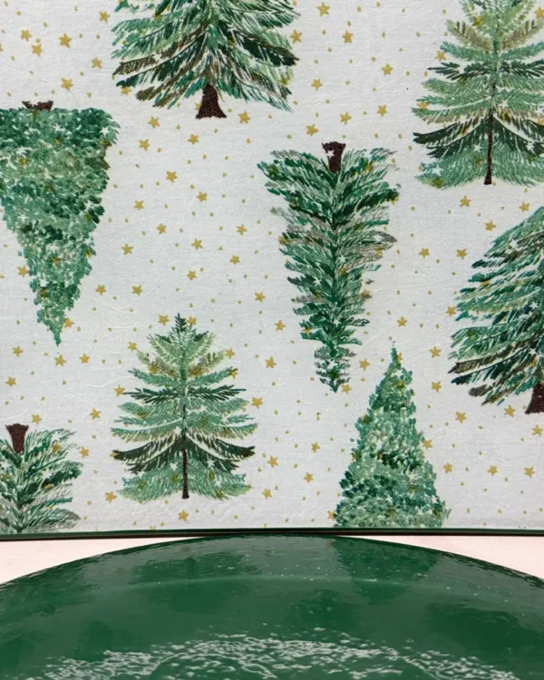 Platos decoupage León para regalar abetos clásicos de navidad