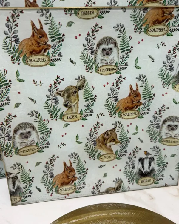 Platos decoupage para regalar animales otoñales