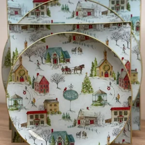 Platos decoupage León para regalar pueblo navideño