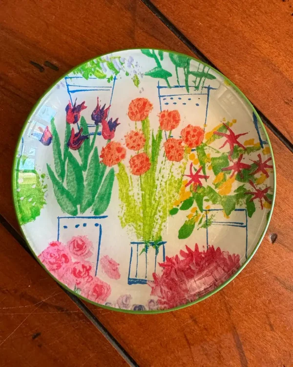 Platos decoupage para regalar flores