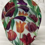Platos decoupage León para regalar tulipanes
