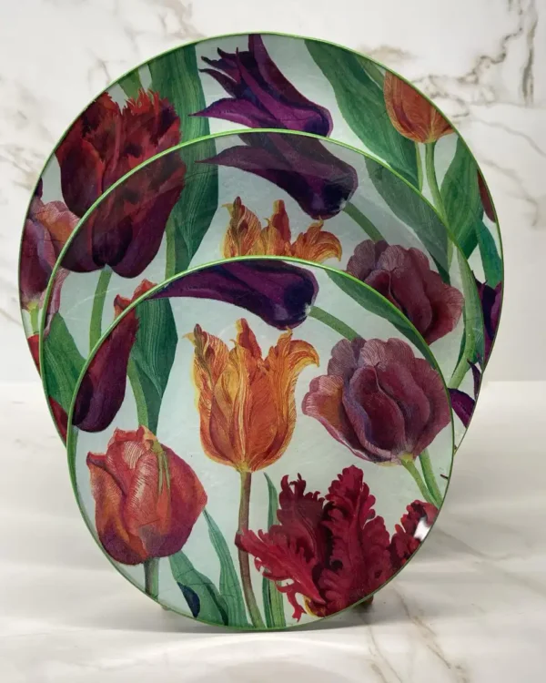 Platos decoupage León para regalar tulipanes