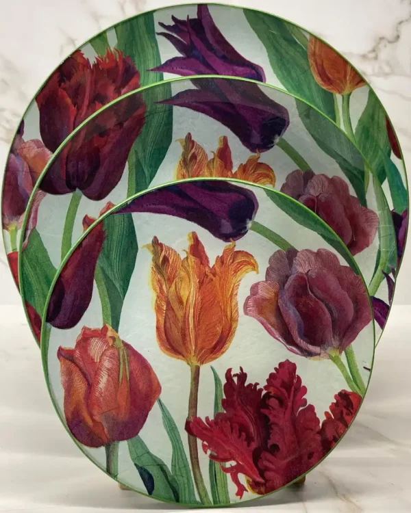 Platos decoupage para regalar tulipanes