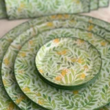 Platos decoupage para regalar flores verdes y amarillas