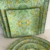 Platos decoupage para regalar flores verdes y amarillas