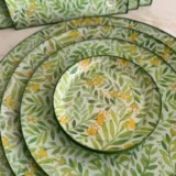 Platos decoupage León para regalar flores verdes y amarillas