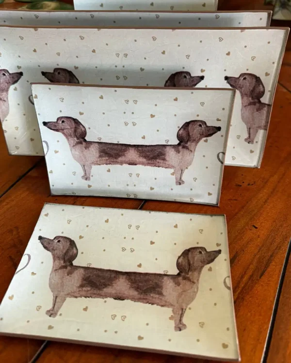 Platos decoupage para regalar perros Teckel